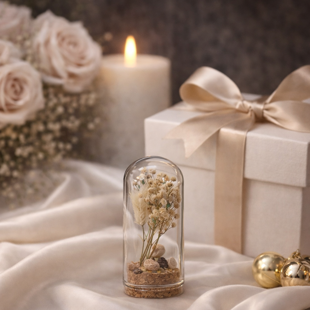 Zamansız Aşk – Kuru Çiçek Cam Fanus